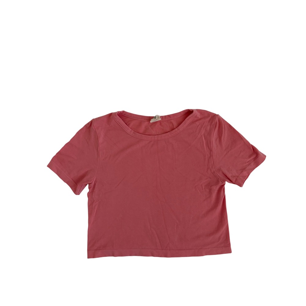 C'est Moi Naturals Pink Bamboo Viscose Blend Cropped Short Sleeve Tee OS